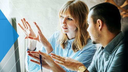 Insurance marketers meeting in an office space