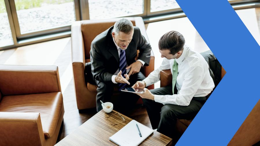 Two bankers working on a marketing campaign