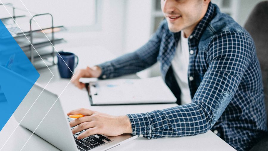 Man working on a laptop