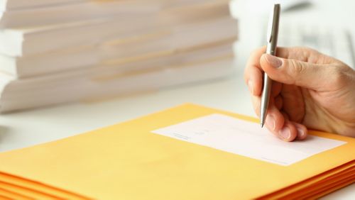 hand writing on evelopes