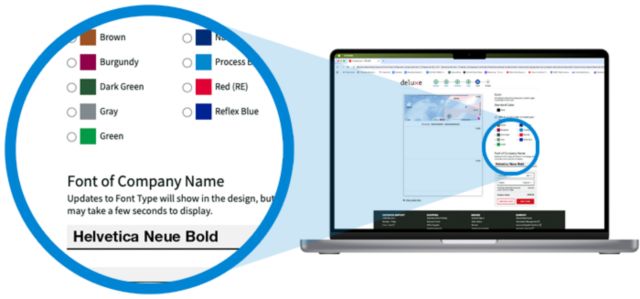 Select ink color and font type