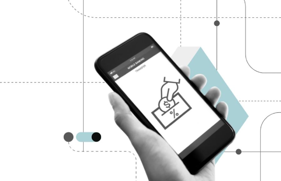 A mobile phone with a bank deposit icon
