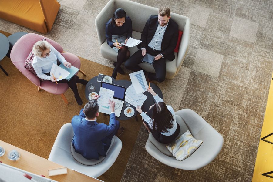 coworkers sitting and working together