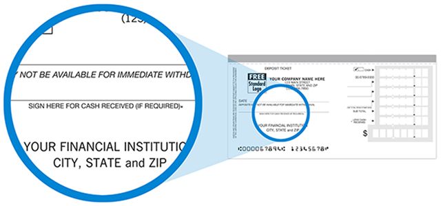 Signature line on deposit slip image