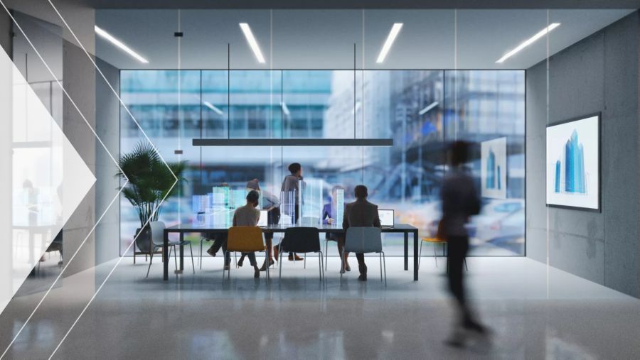 People in an office discussing AR automation