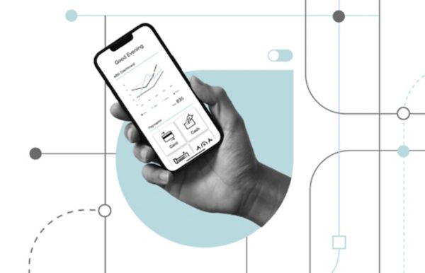 A hand showing a phone that is displaying an receivables dashboard
