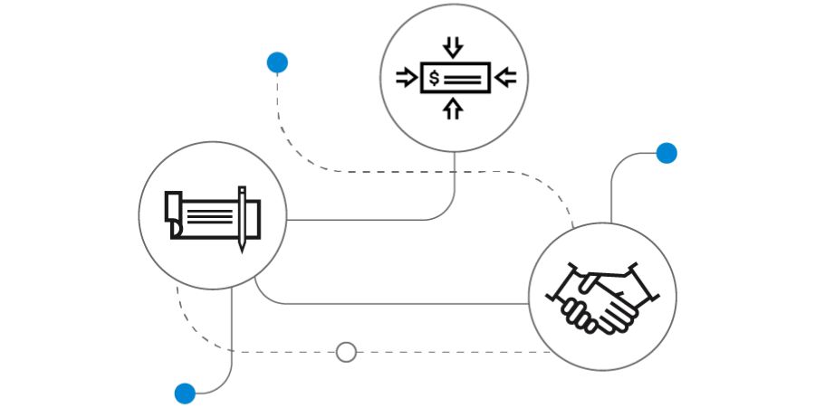 Infographic showing cash moving with treasury bank solutions