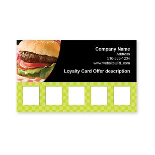 Classic Burgers Loyalty Cards 2x3-1/2 Rectangle - Kiwi Green