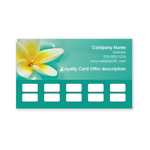 Plumeria Loyalty Cards 2x3-1/2 Rectangle - Tropical Teal