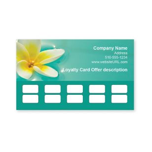 Plumeria Loyalty Cards 2x3-1/2 Rectangle - Tropical Teal