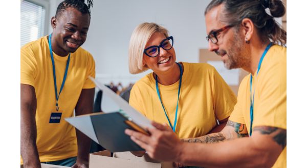 A group of three nonprofit workers