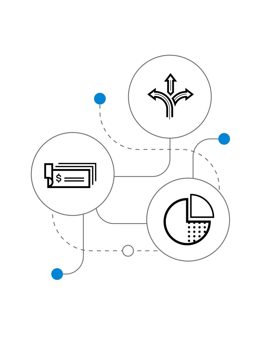 Infographic shows several icons to represent a scalable payment stack.