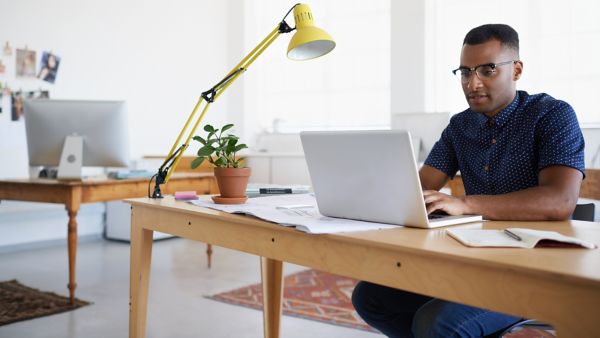 Man using his laptop