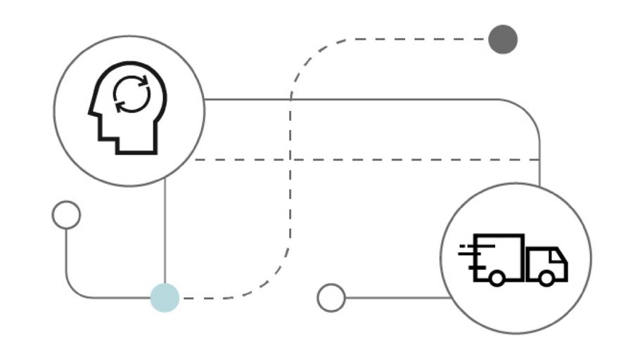 Icons showing moving trucks and processes