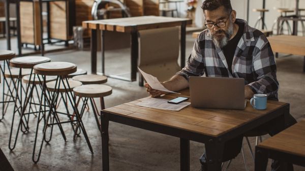 Man looking at computer