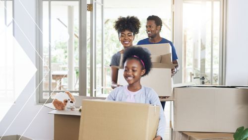 Family moving into their new home