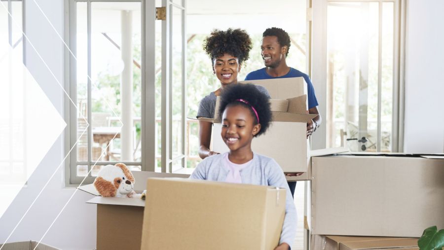 Family moving into a new home