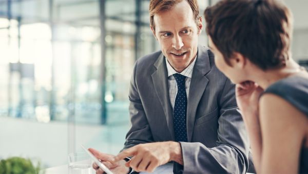 man telling someone how echecks are secure