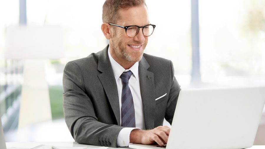 Man working on treasury management solution
